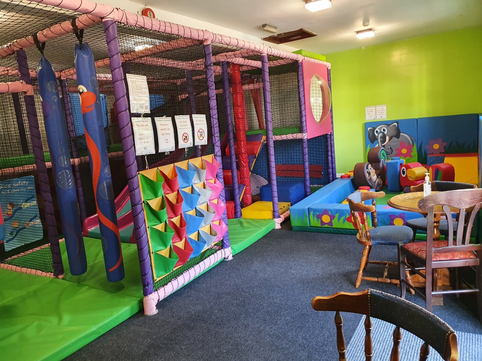 Brightly coloured indoor soft-play area 