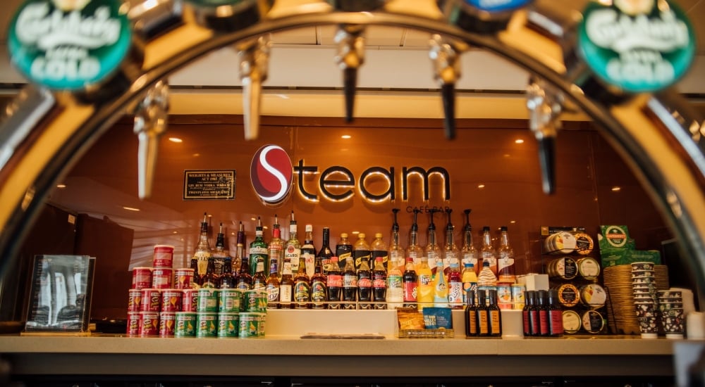 A view of refuel steam with all the drinks on display