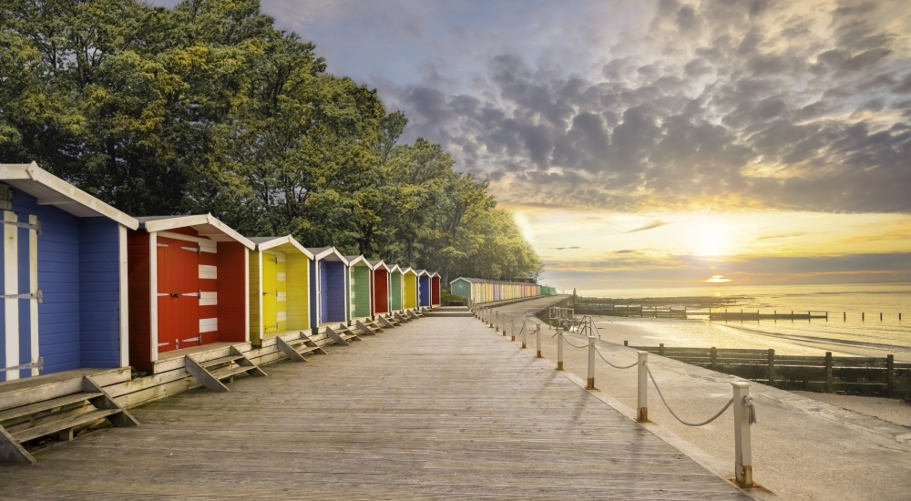 seaside beach huts at colwell bay