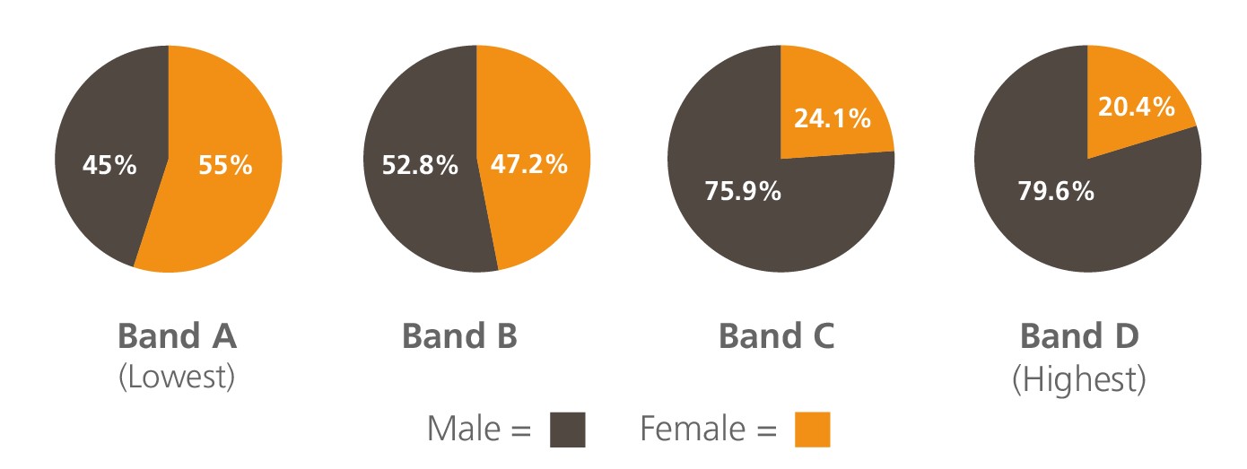 Red Funnel Group pay quartile percentages pie charts