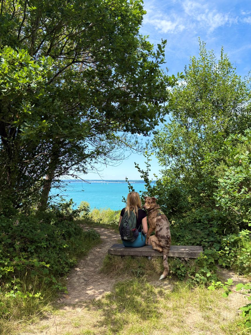 Lily and Nemo on the bench