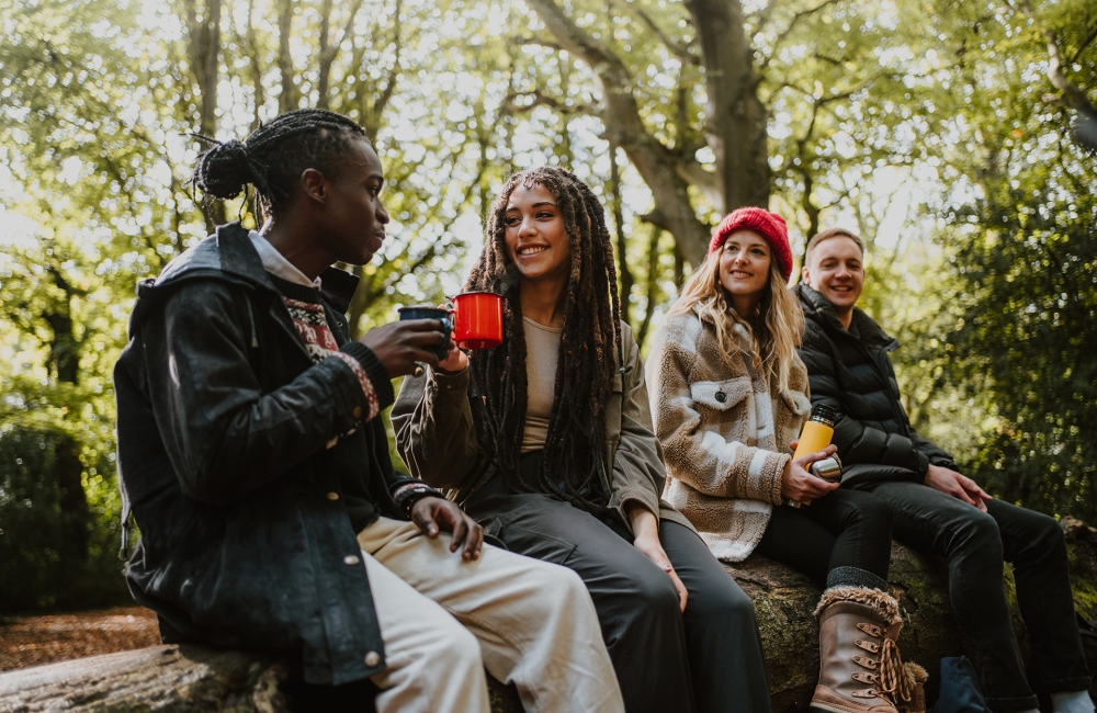 Group of friends camping 