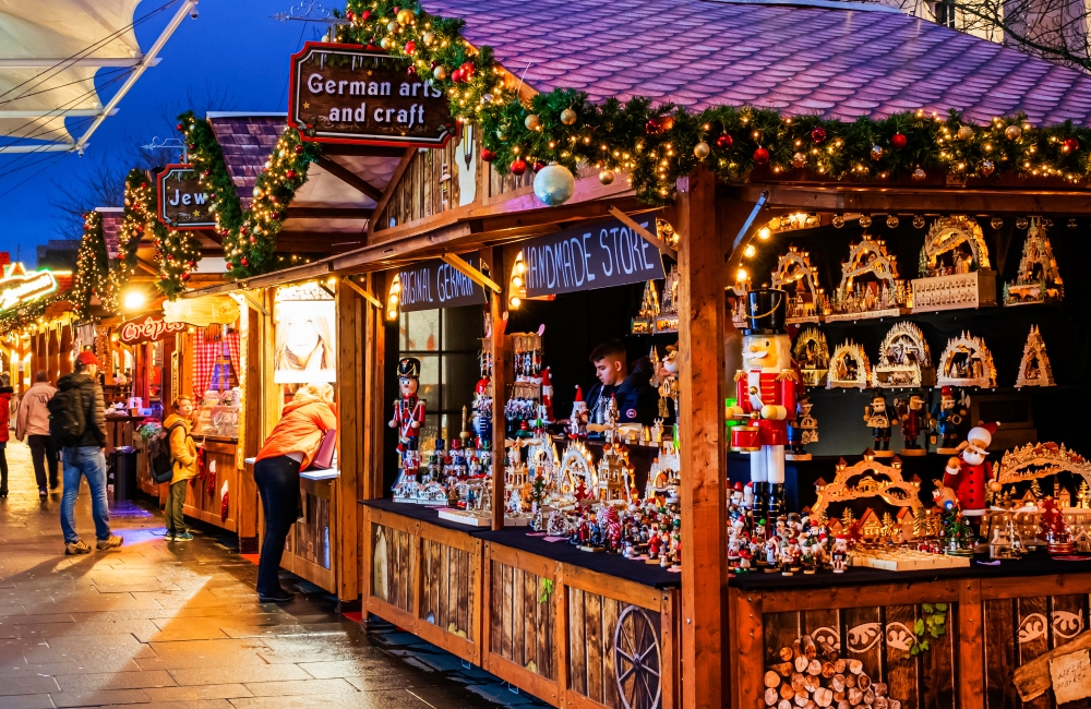 wooden cabin decorated with Christmas lights