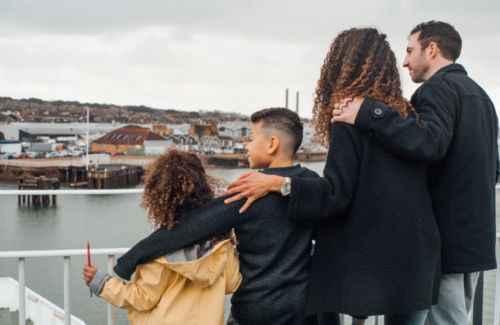 Family on ferry