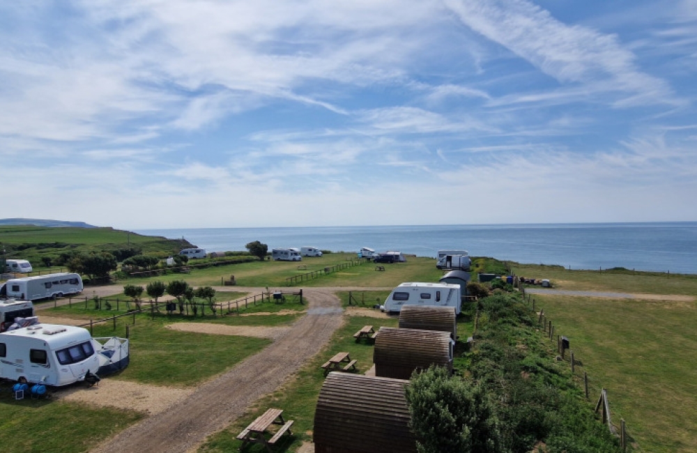 View of the camping area at Grange Farm Brighstone