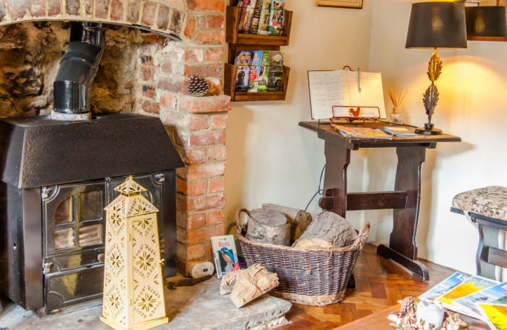 Kingsmede log burner in the reception area