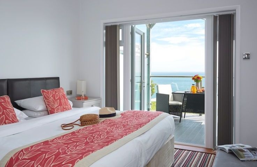 Luccombe Hall Hotel sea facing twin or king bedroom with balcony