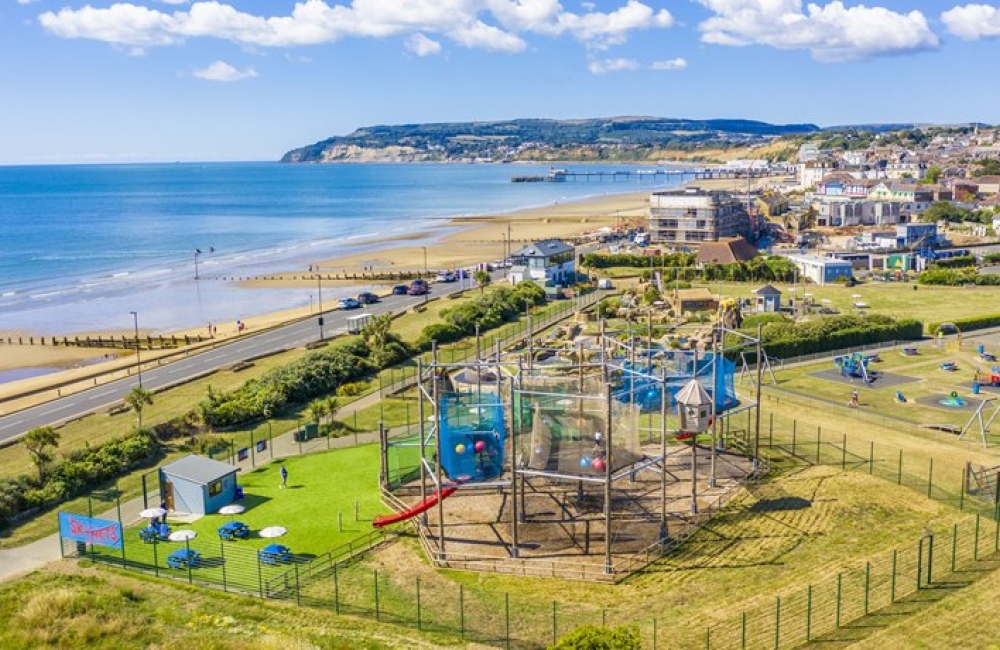 Ariel view of Sandham Gardens and Sandown Beach