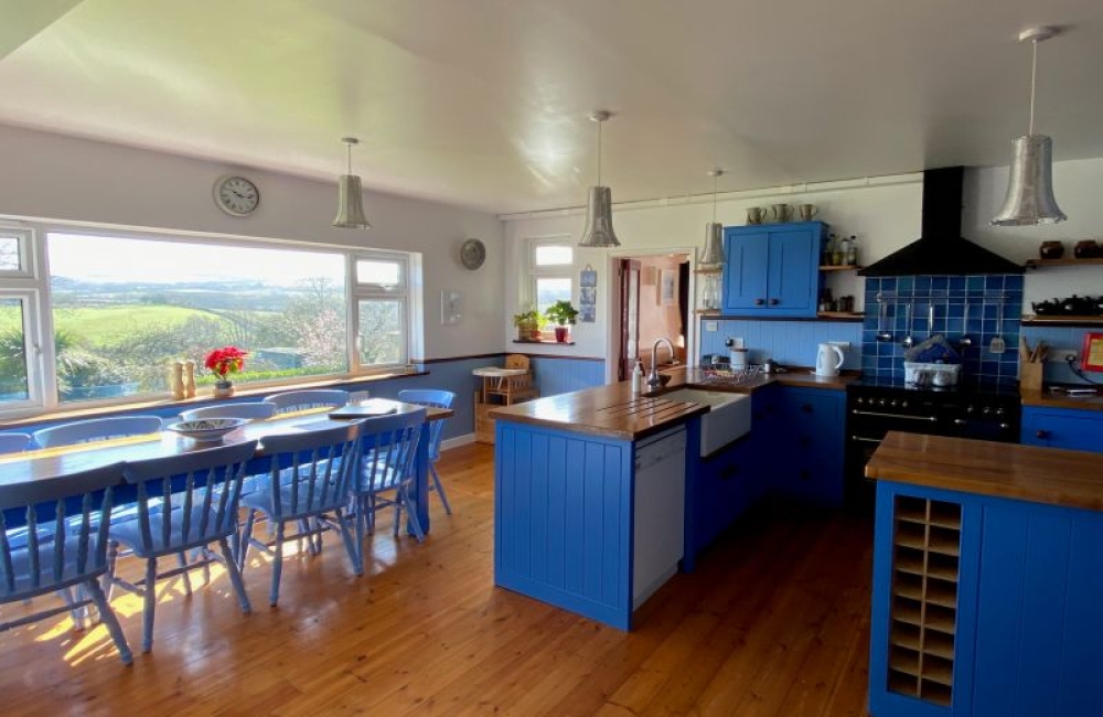 Kitchen at Three Gables with scenic views