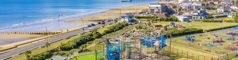 Ariel view of Sandham Gardens and Sandown Beach