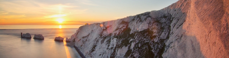 The Needles cliffs at sunset