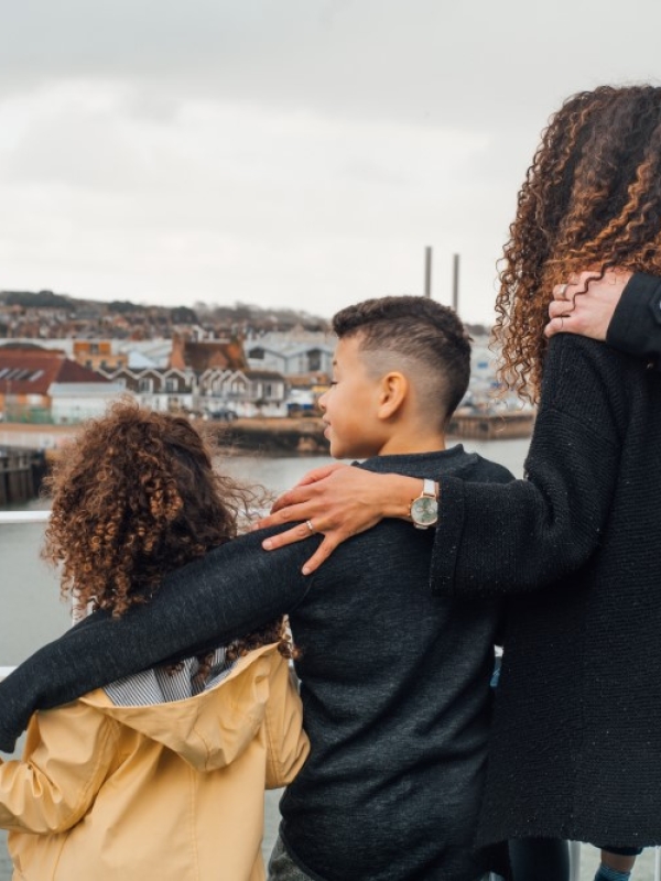 Family on ferry