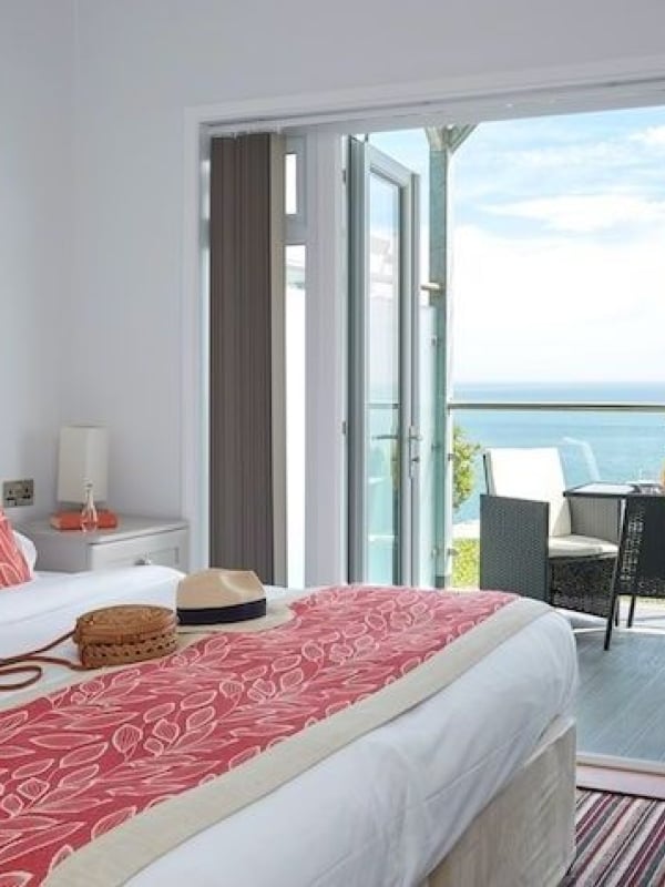 Luccombe Hall Hotel sea facing twin or king bedroom with balcony