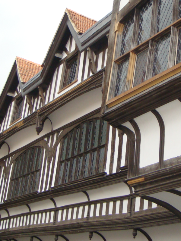 black and white tudor building