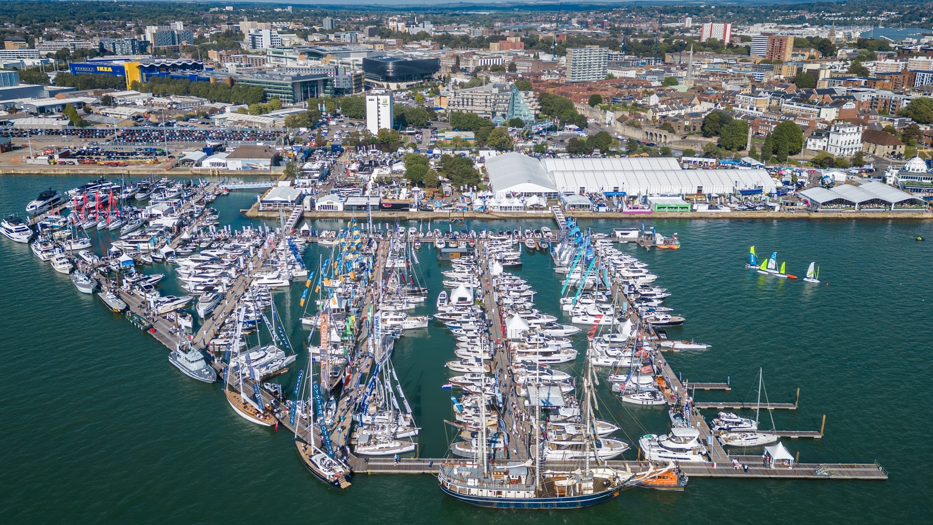 aerial view of southampton boat show