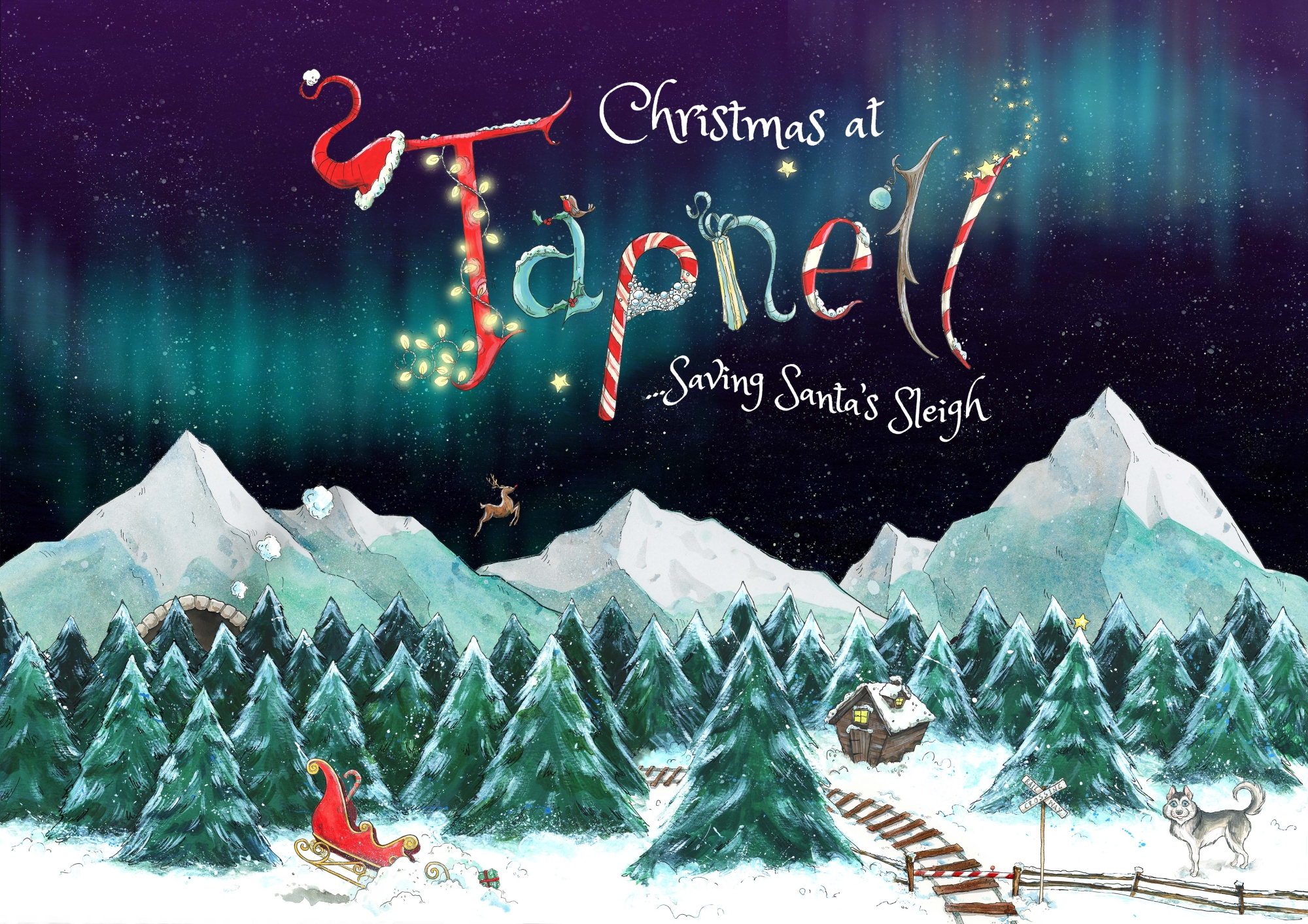 christmas at tapnel logo over snowy illustrated scene