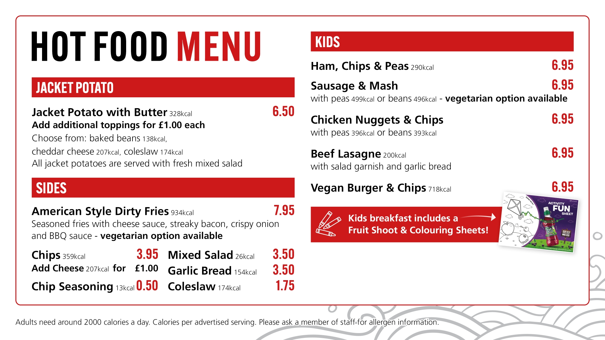 Hot Food Menu 2