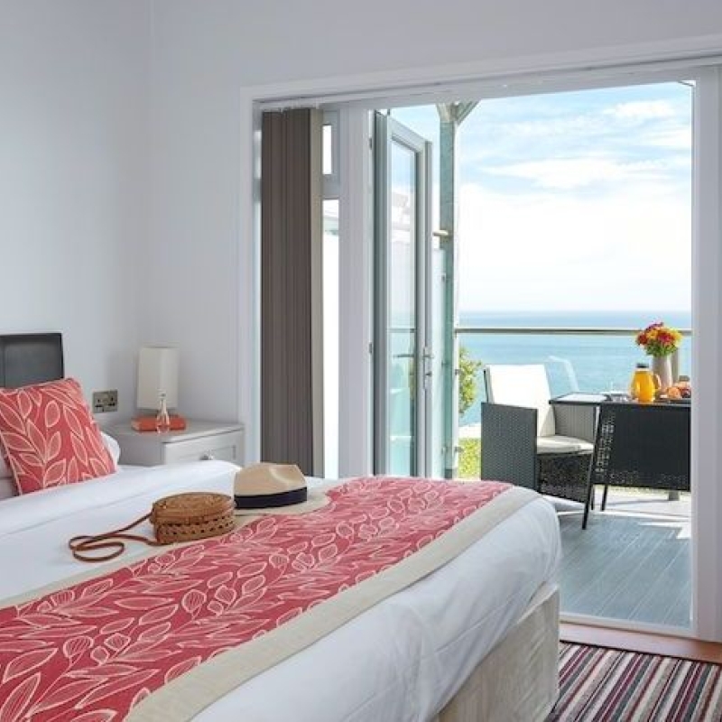 Luccombe Hall Hotel sea facing twin or king bedroom with balcony