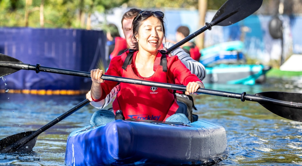 two people kayaking