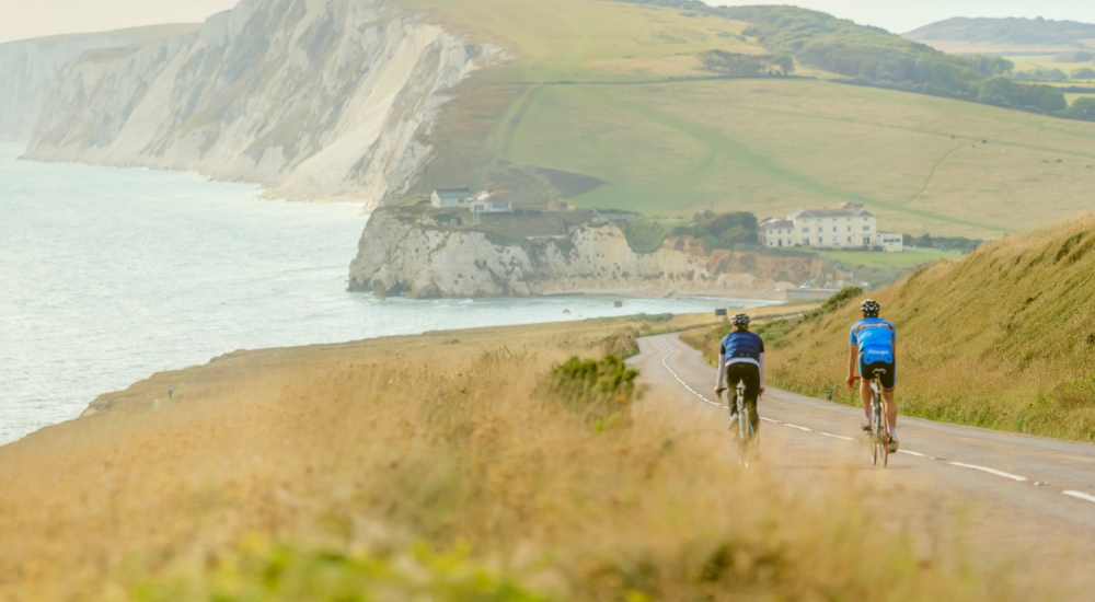 cycling down a country road