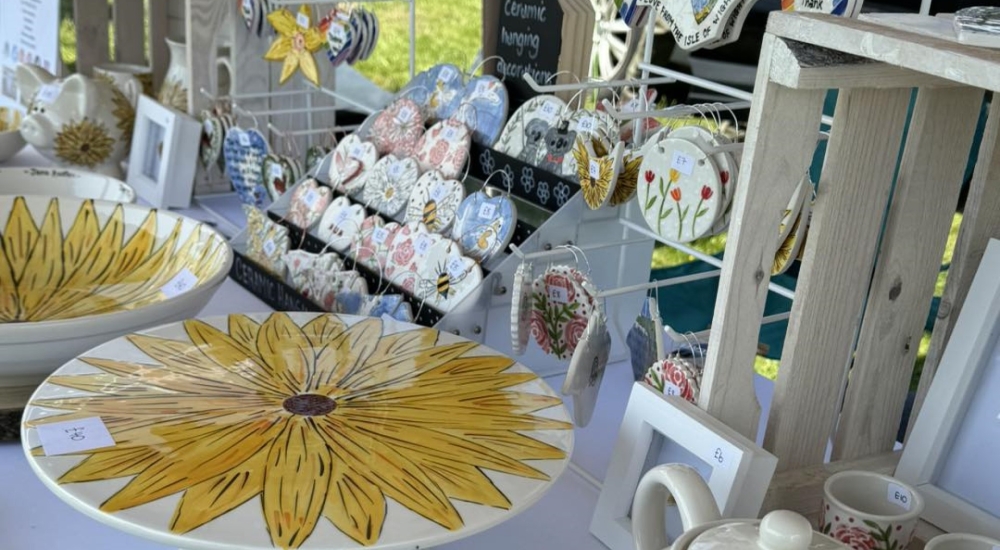 arts and crafts stall selling ceramic wares