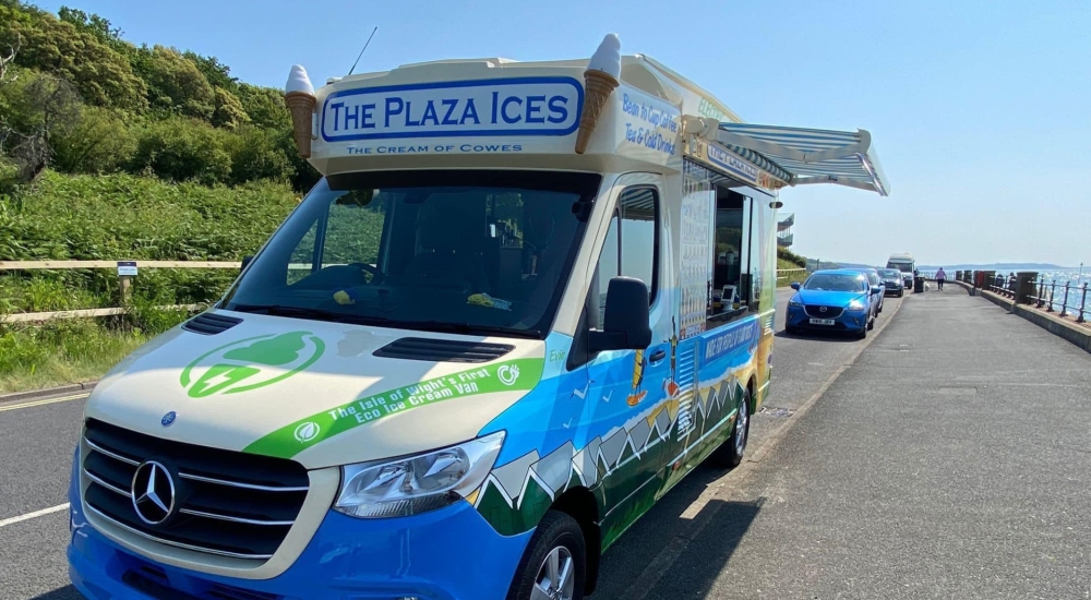 plaza ices ice cream van parked up near the sea