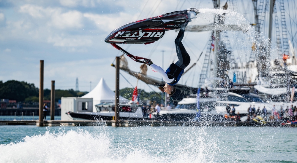 a jet ski rider performing stunts