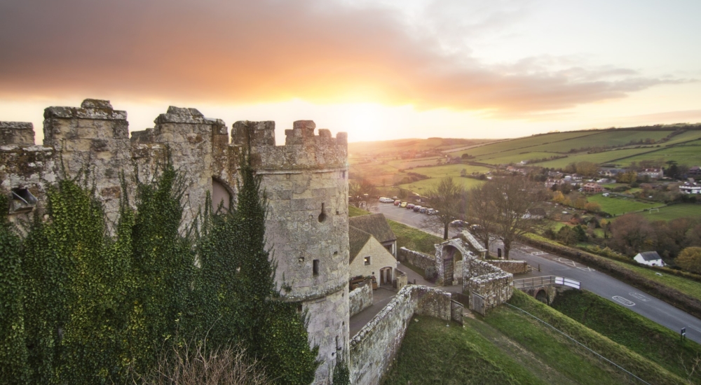 carisbrooke castle at sunset