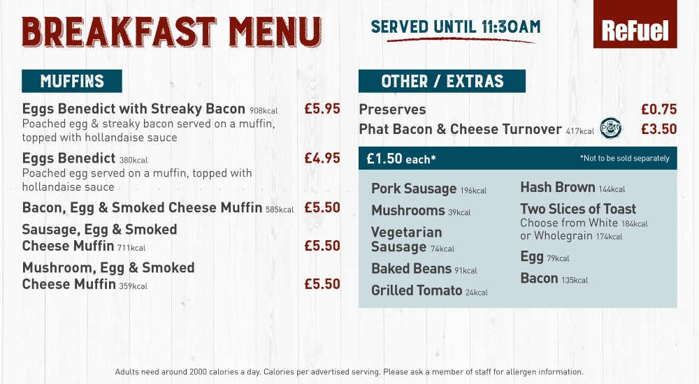 Refuel Menus Red Funnel Ferries